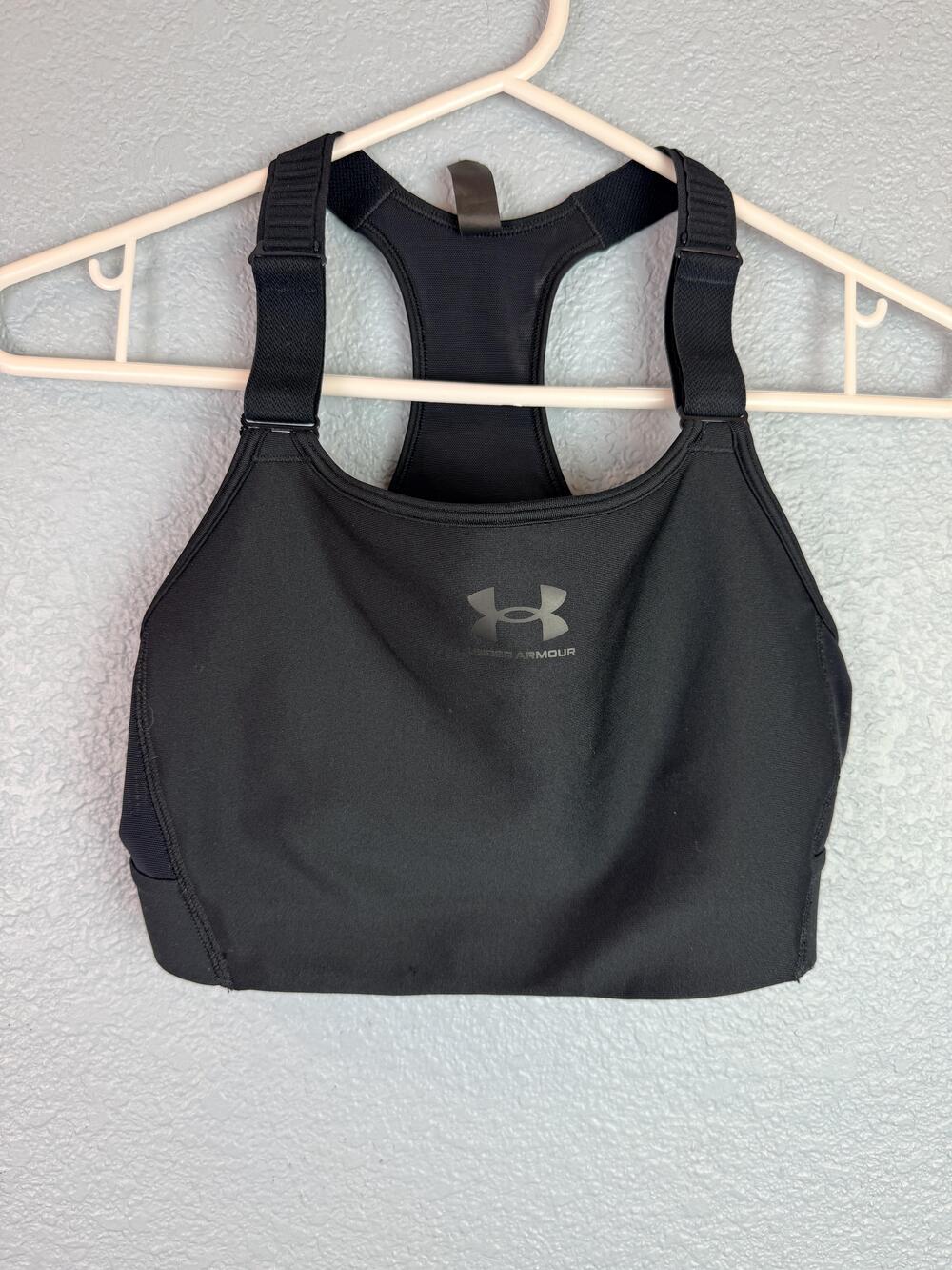 Under Armour Bra Womens Medium Black Sports Bra Racerback Adjustable Athletic